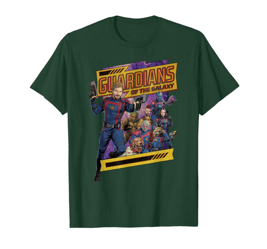 Marvel Guardians of The Galaxy Volume 3 Comic Style and Logo T-Shirt