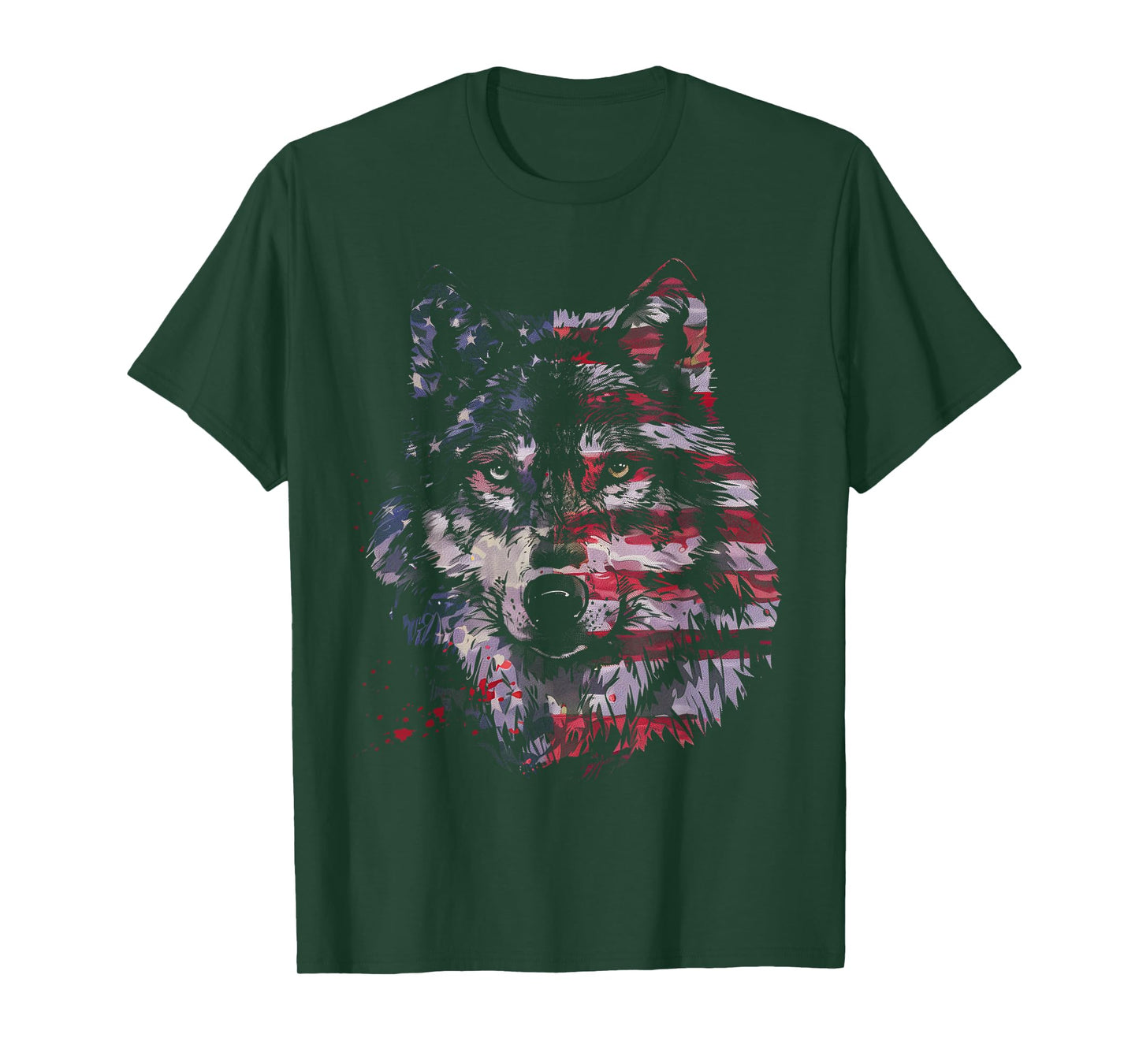Wolf American Flag USA Patriotic Wolf Lover T-Shirt