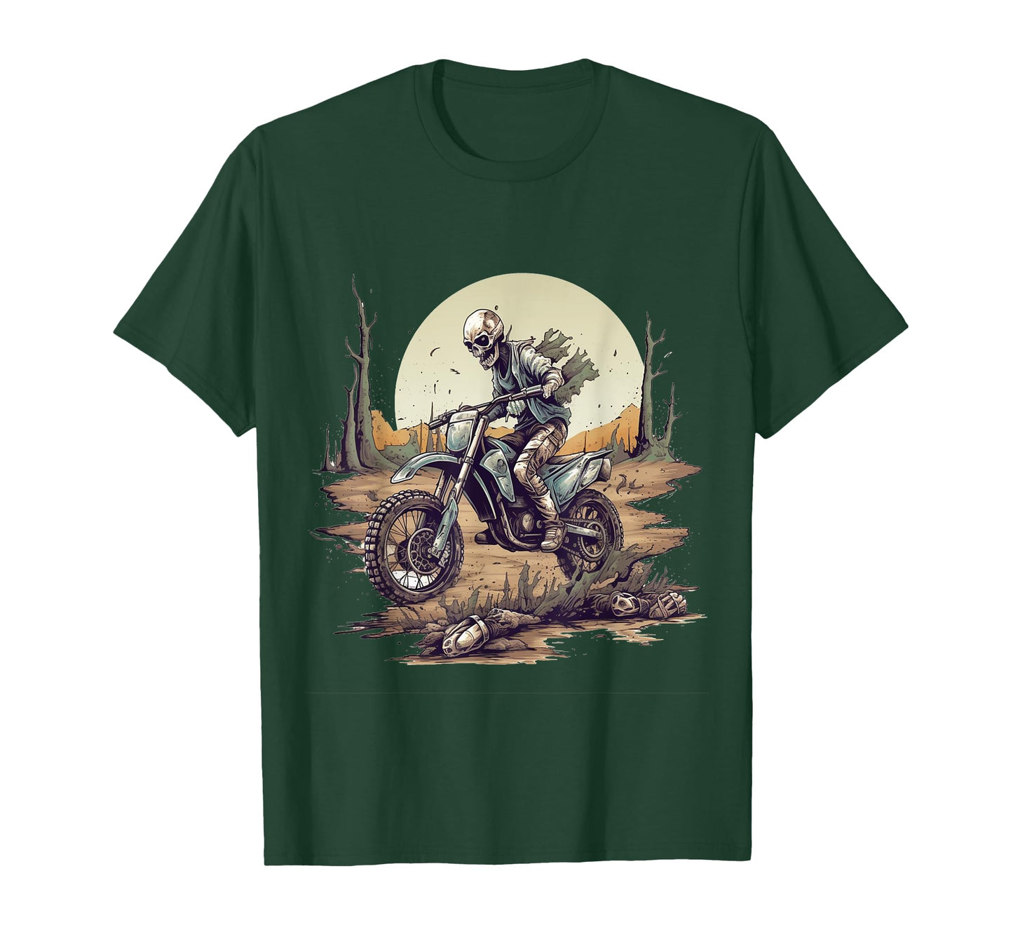 Zombie Riding Dirt Bike Halloween Motorcyle Motocross Rider T-Shirt