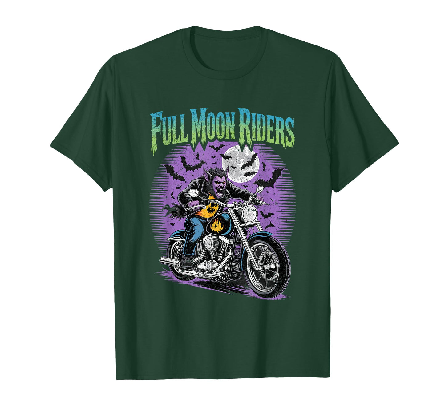 Full Moon Riders Werewolf Motorcycle Halloween T-Shirt