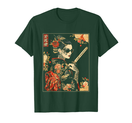 Japanese Gothic Samurai Art Woman With Katana Sword T-Shirt