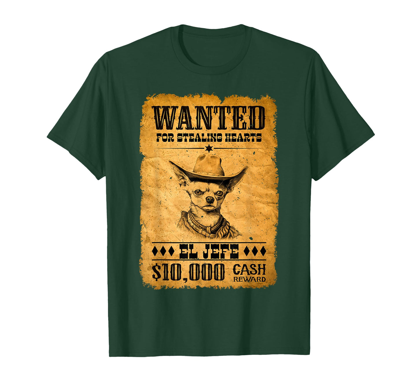 Funny Cute Chihuahua Wanted Poster Western Cowboy Chihuahua T-Shirt