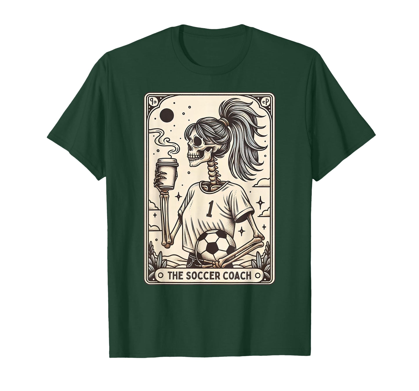 Soccer Coach Tarot Card Halloween Skeleton Soccer Mom Witchy T-Shirt