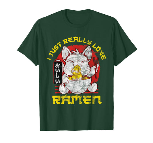Kawaii Anime Cat Japenese I Just Really Love Ramen Gift T-Shirt