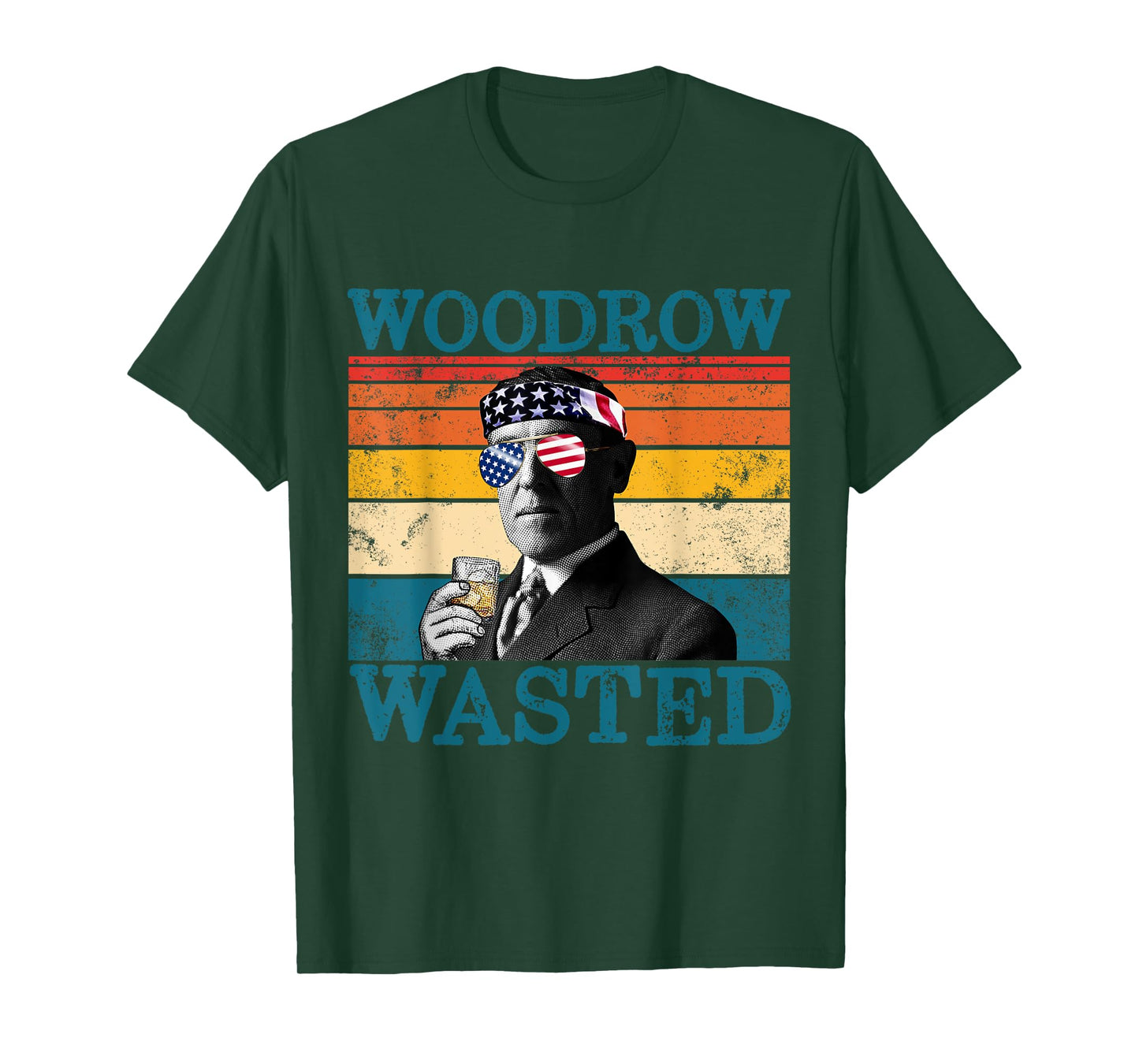 Woodrow Wasted Patriotic Retro Drinking President Wilson Women Men T-Shirt
