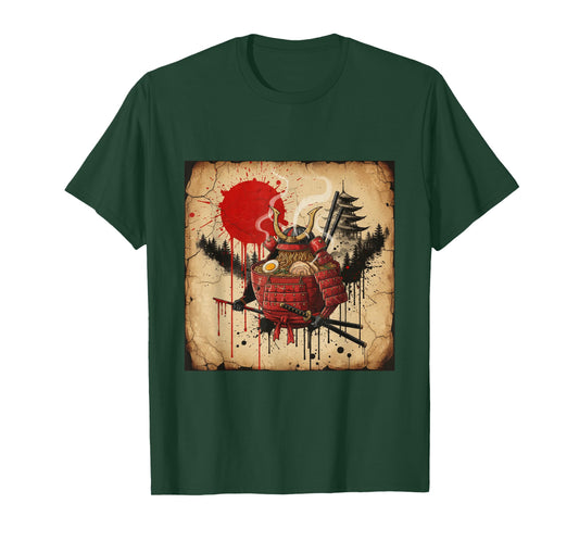 Samurai Ramen Bowl Japanese Parody Warrior Art T-Shirt