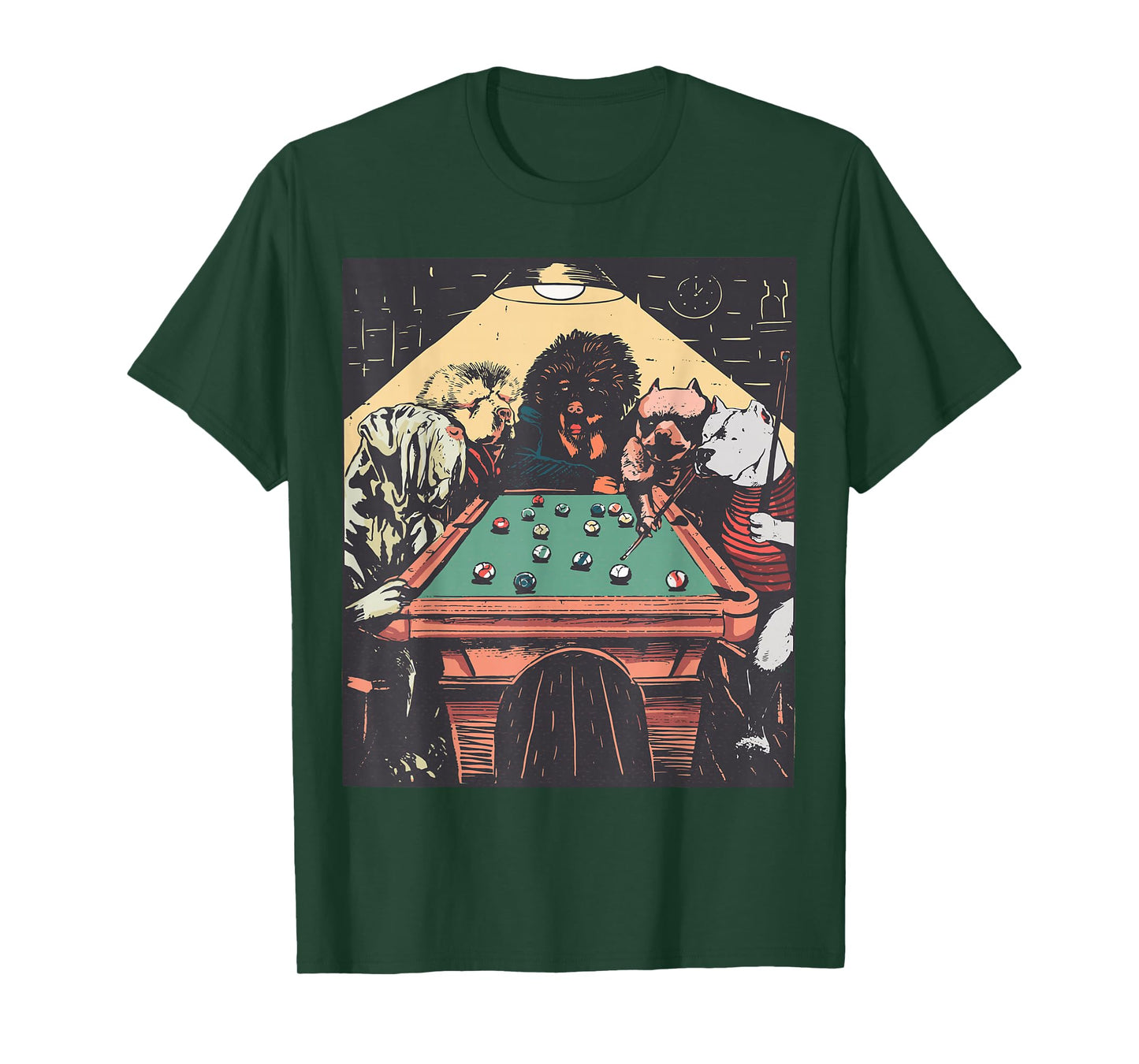 GAME NIGHT TIME DOGS ON BILLIARDS POOL TABLE SHOOTING 8 BALL T-Shirt