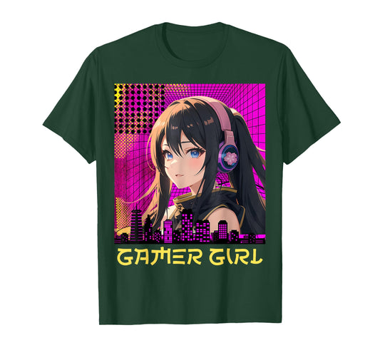 Gamer Girl Cool Anime Cyberpunk Girl Video Gaming Teen Girls T-Shirt