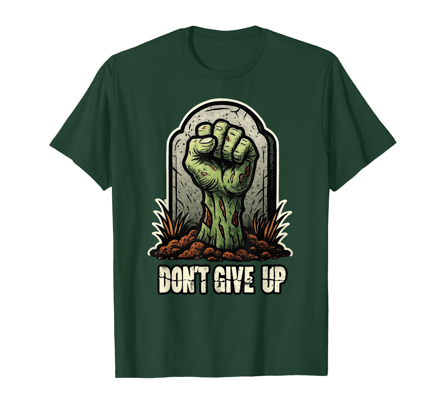 Don't Give Up Zombie Gravestone Solidarity Fist T-Shirt
