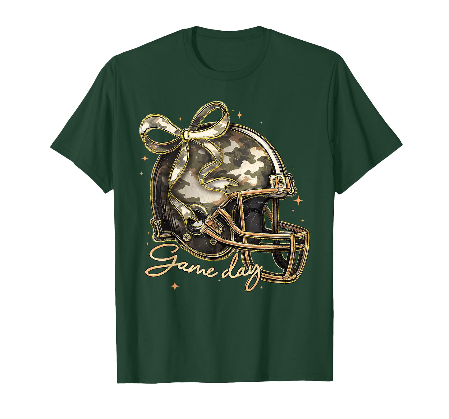 Camo Football Helmet Camouflage Game Day Touchdown Season T-Shirt