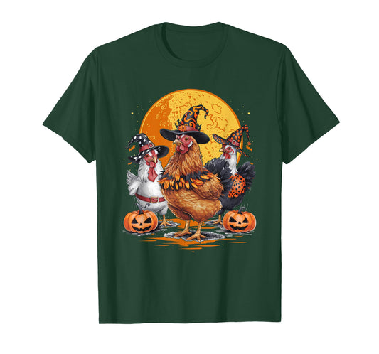 Funny Chicken Halloween Costume Spooky Season Chickens Witch T-Shirt