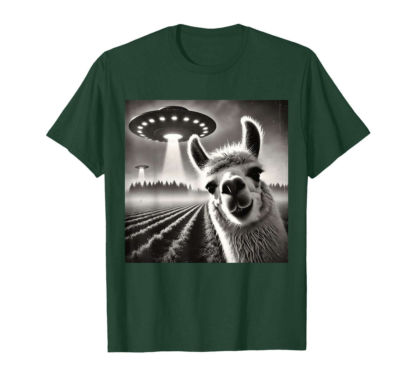 Funny Llama Alpaca Selfie UFOs T-Shirt