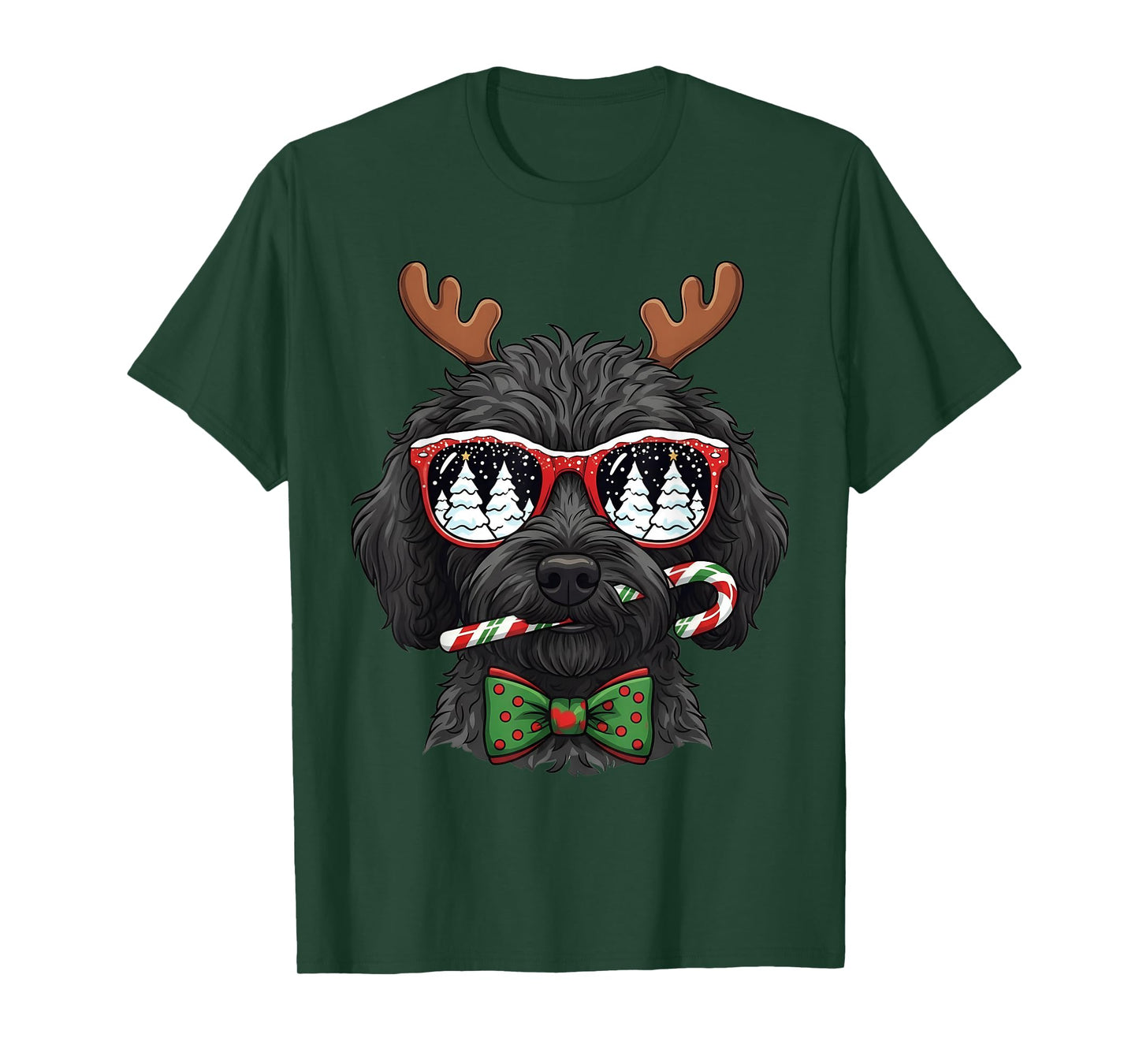 Black Doodle Christmas Reindeer Holiday Dog Lover Xmas T-Shirt