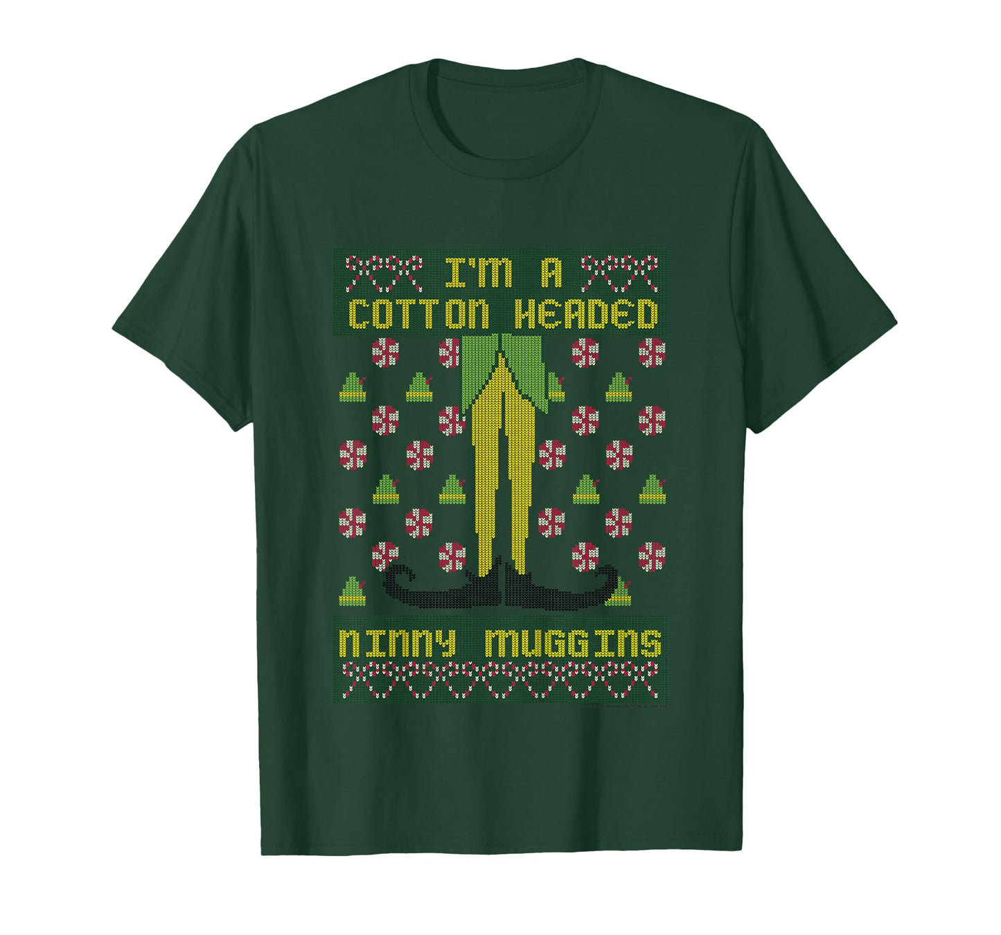 Kids Elf Buddy Cotton Headed Ninny Muggins Holiday Pattern T-Shirt