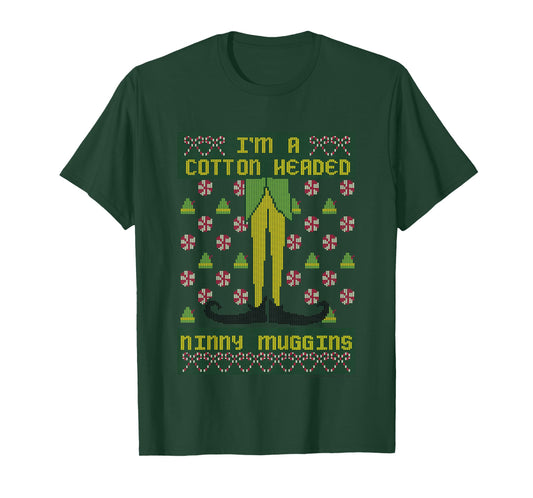 Kids Elf Buddy Cotton Headed Ninny Muggins Holiday Pattern T-Shirt