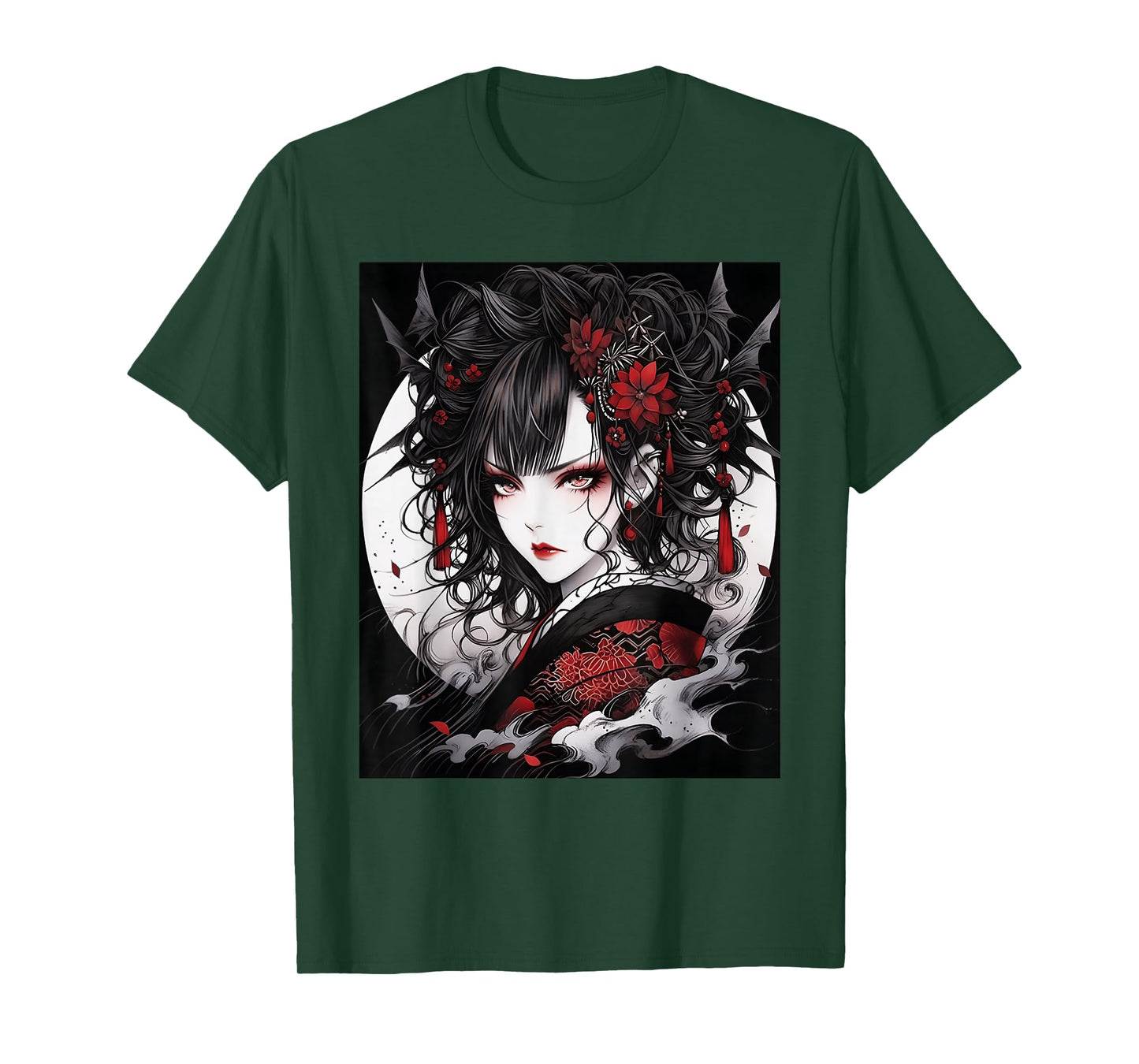 Enigmatic Enchantress: Japanese Gothic Girl Graphic Design T-Shirt