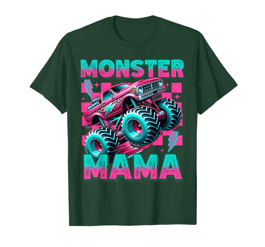 Vintage Monster Mama Retro Leopard Monster Truck Lover Mom T-Shirt