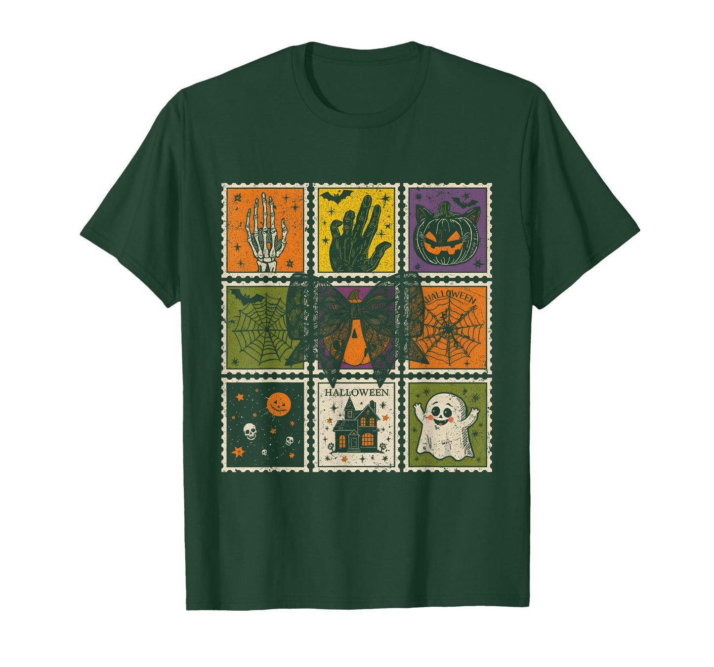 Vintage Halloween Stamps Spooky Cute Retro Design T-Shirt