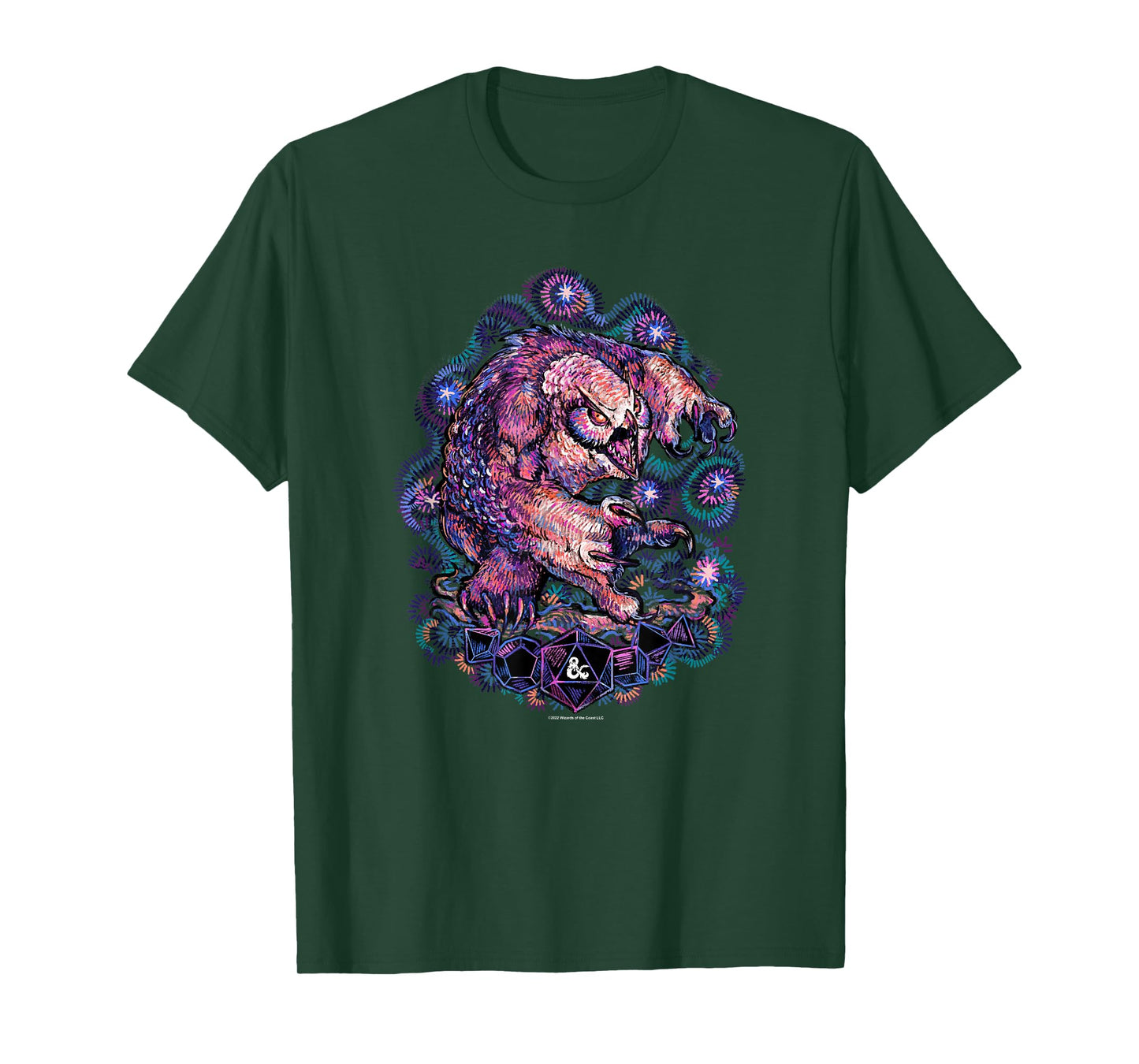 Dungeons & Dragons Starry Night Owlbear Painted Neon Logo T-Shirt