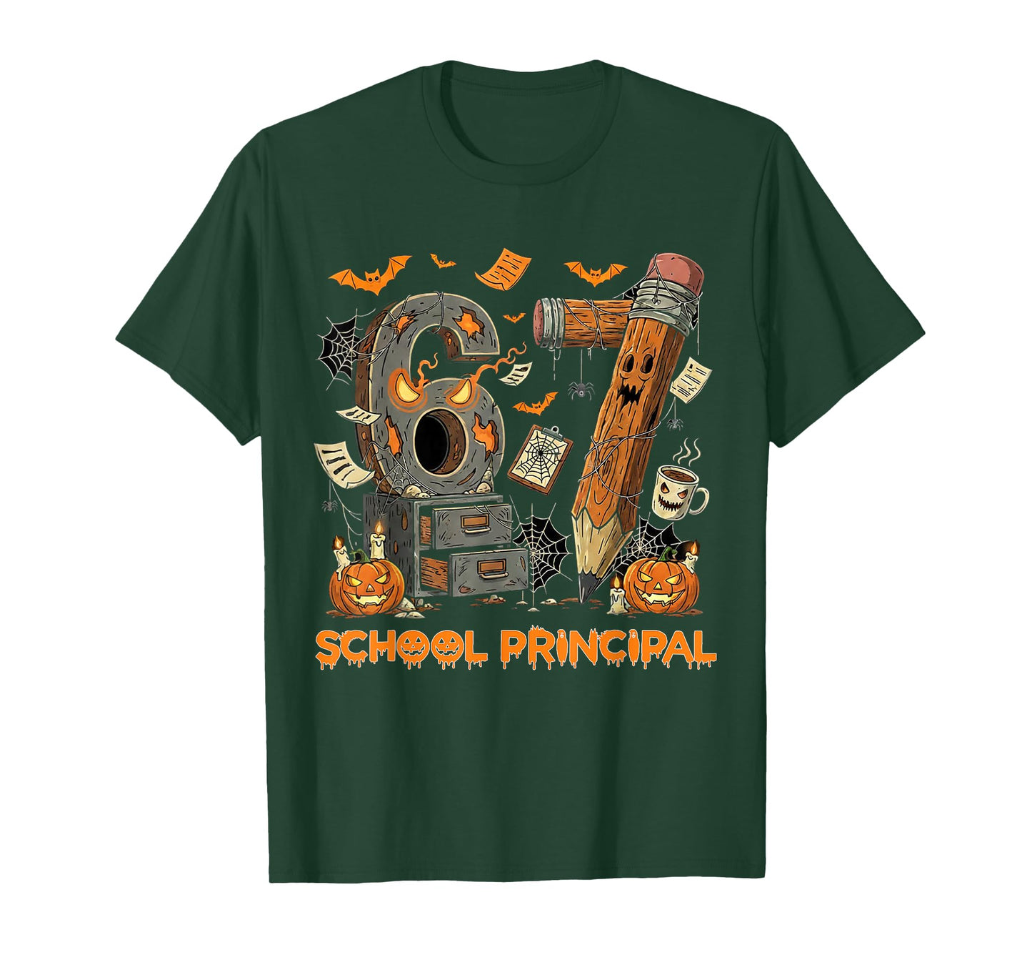 67 School Principal Halloween Spooky Pumpkin for Men Women T-Shirt