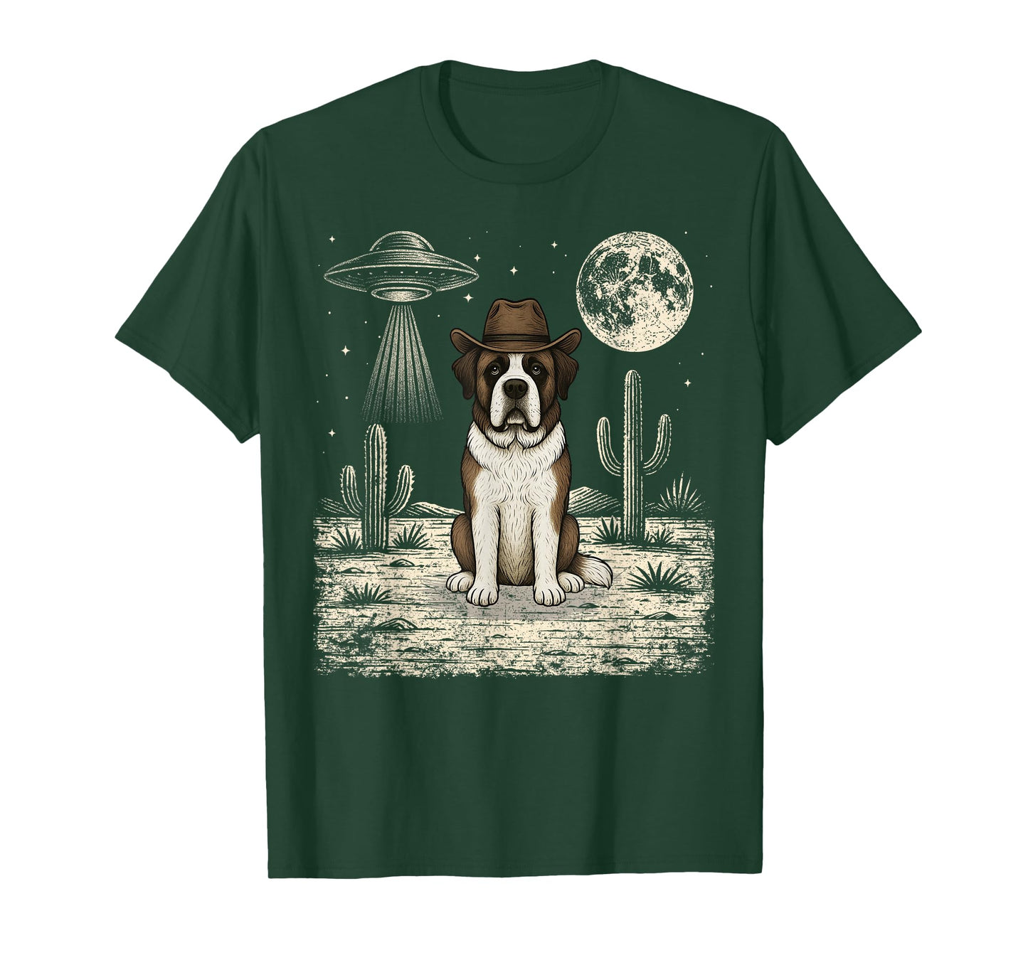 Funny Saint Bernard Cowboy Western Dog UFO T-Shirt