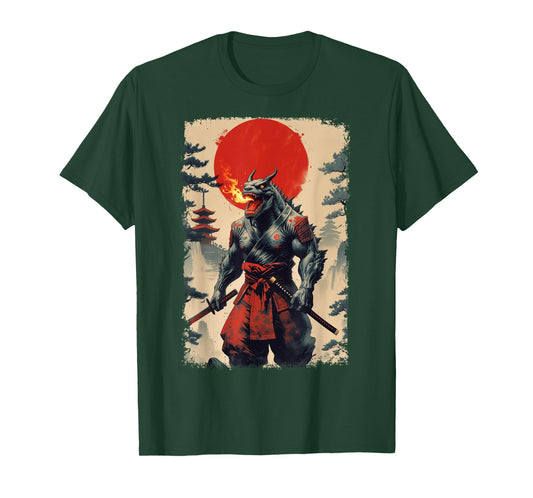 Samurai Japanese Monster Kaiju Vintage Ukiyo-e Art Anime T-Shirt