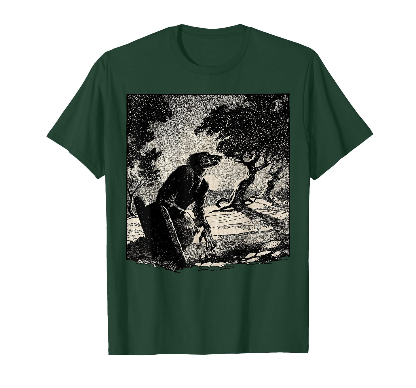 Cemetery Halloween Monster Vintage Horror Movie Werewolf T-Shirt