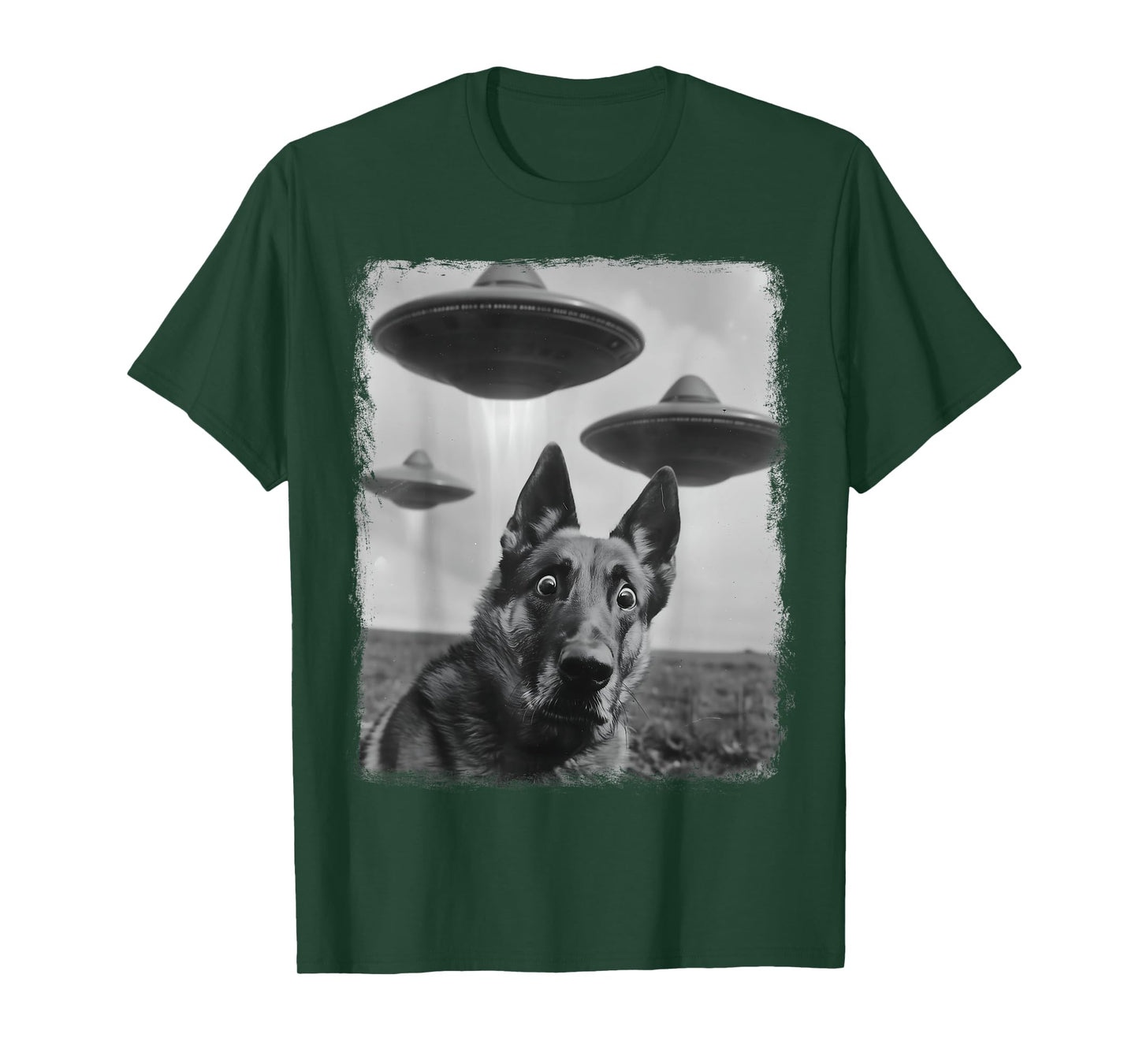 German Shepherd Dog UFO Alien Extraterrestrial Selfie T-Shirt