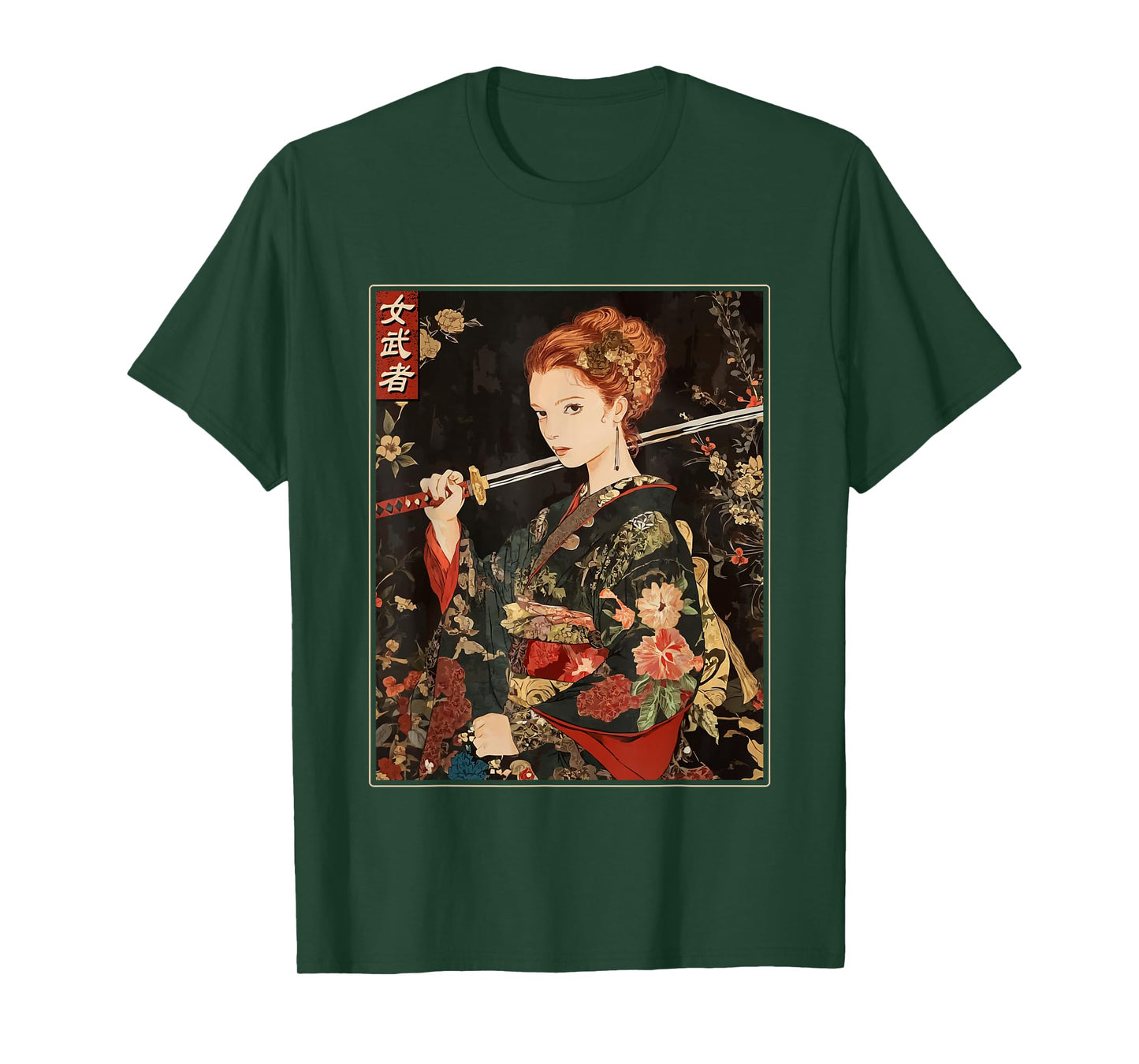 Japanese Gothic Samurai Art Woman With Katana Sword T-Shirt
