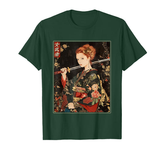 Japanese Gothic Samurai Art Woman With Katana Sword T-Shirt
