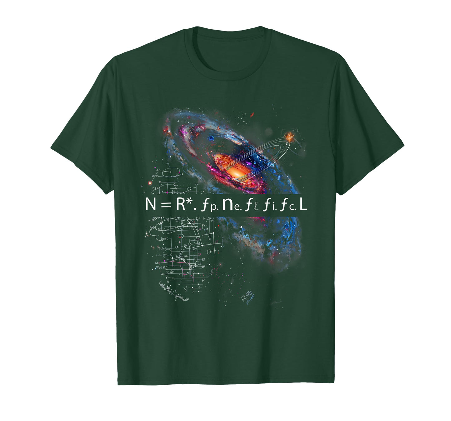 Drake Equation Estimation of Alien Civilizations T-Shirt, Small, Black