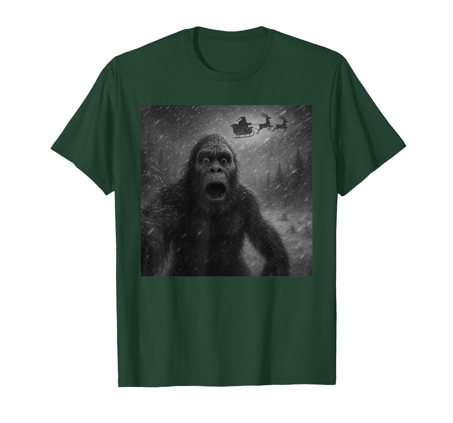 Funny Bigfoot Sasquatch Selfie Santa Claus Xmas Christmas T-Shirt