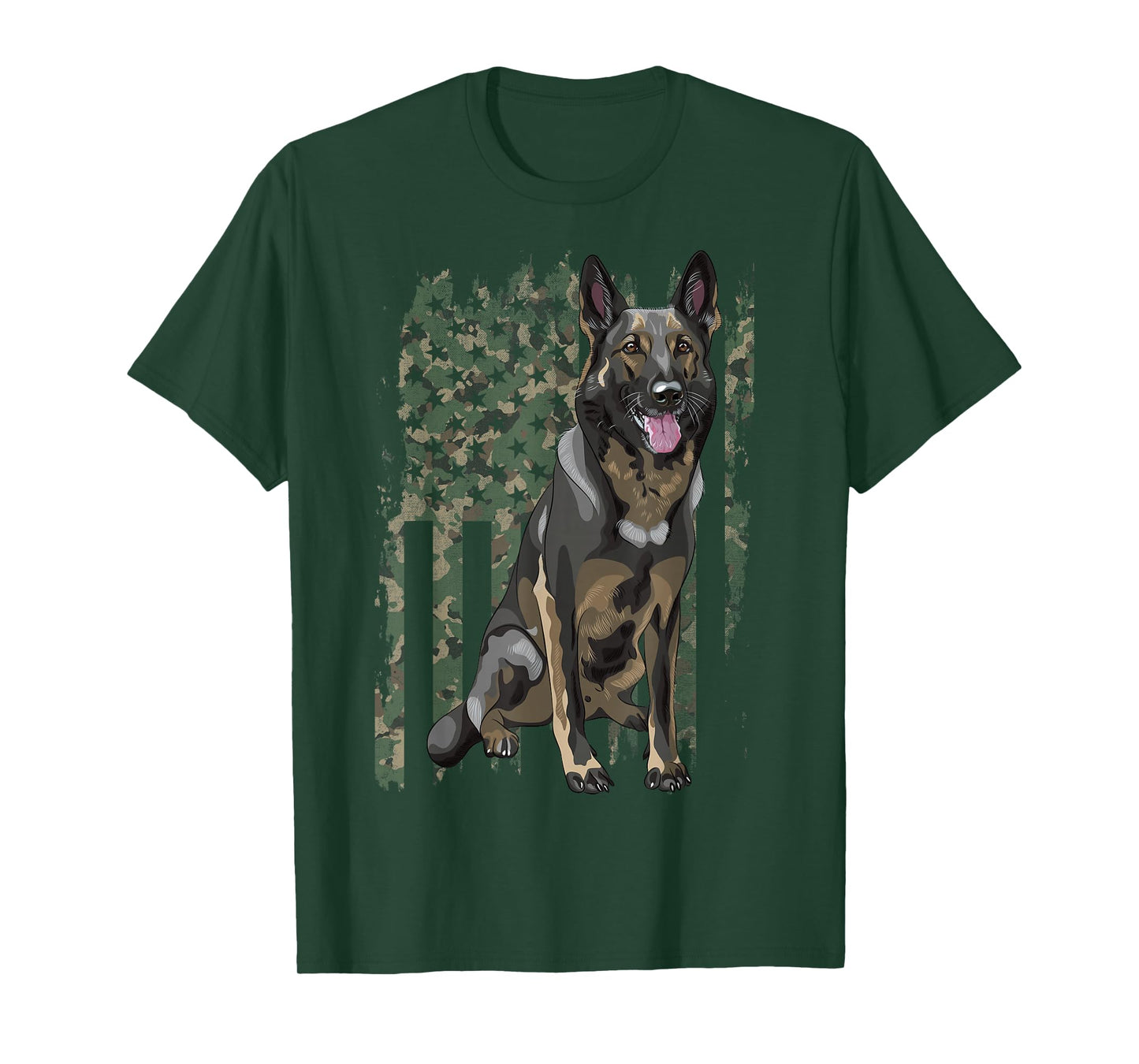 German Shepherd Shirt Patriotic Camo American Flag Dog Breed T-Shirt