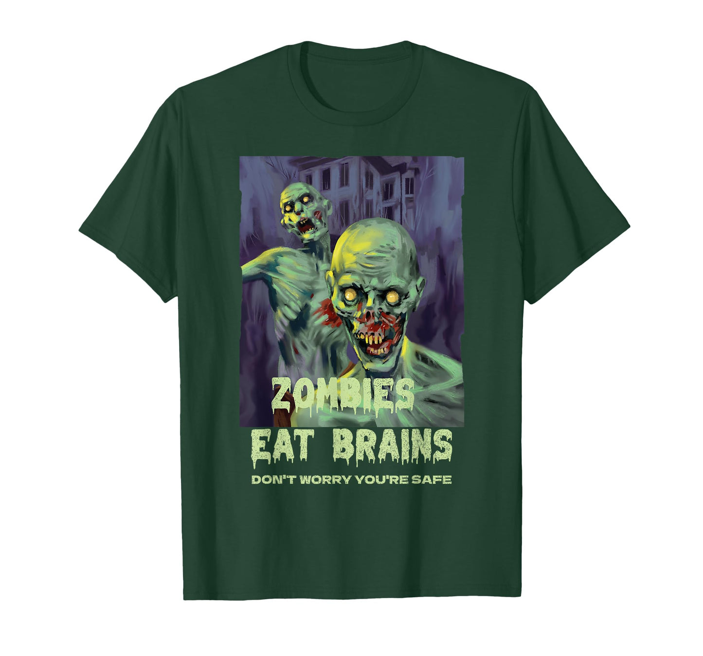 Halloween Retro Horror Movie Zombies Eat Brains You're Safe T-Shirt