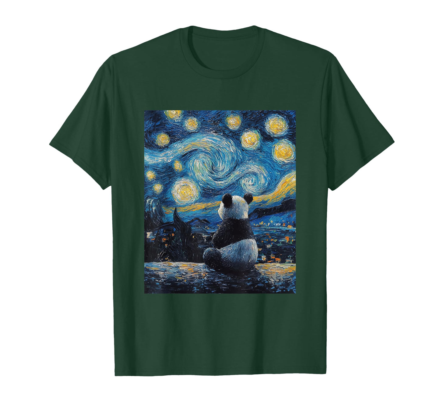 Cute Panda Bear - Van Gogh Style - Starry Night Graphic T-Shirt