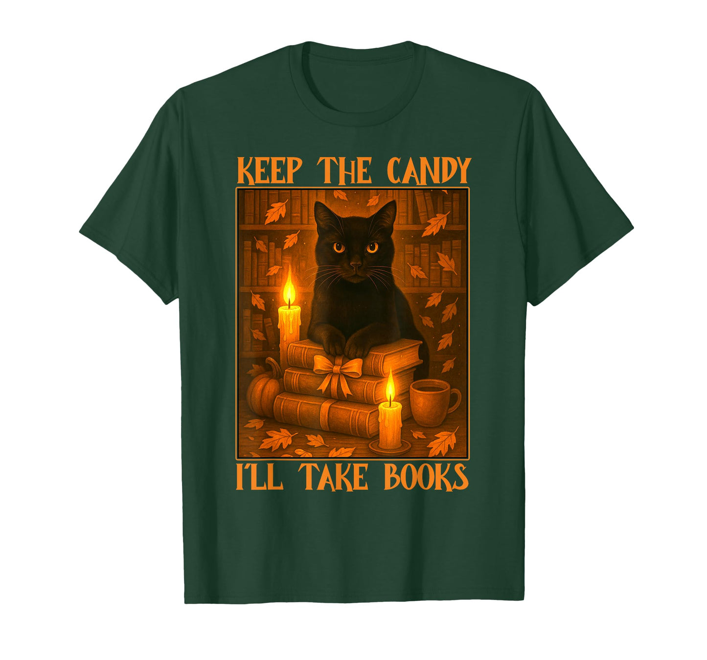 Keep The Candy I'll Take Books Black Cat Halloween Reading T-Shirt