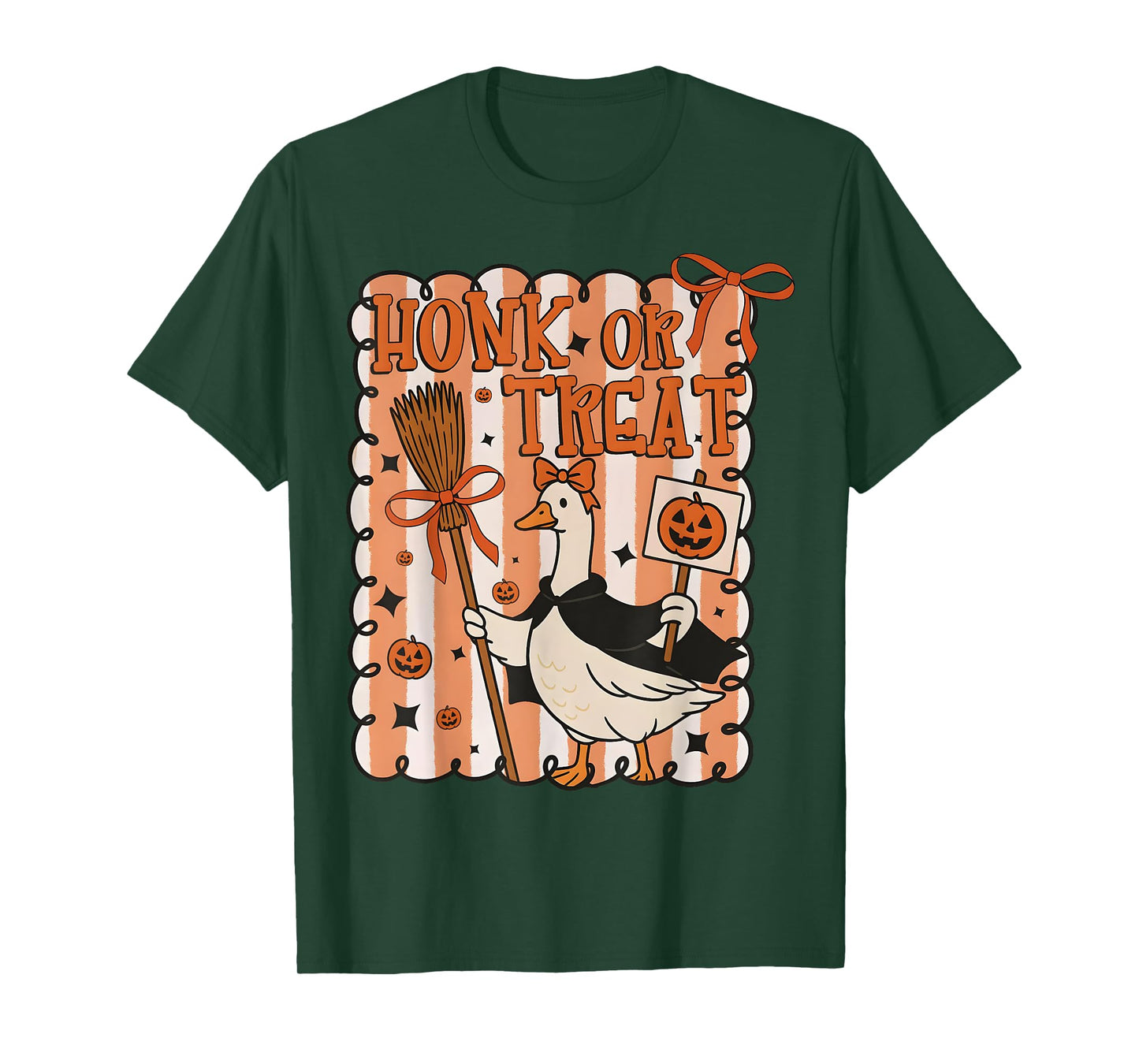 Coquette Goose Honk Or Treat Halloween Girly Spooky Goose T-Shirt