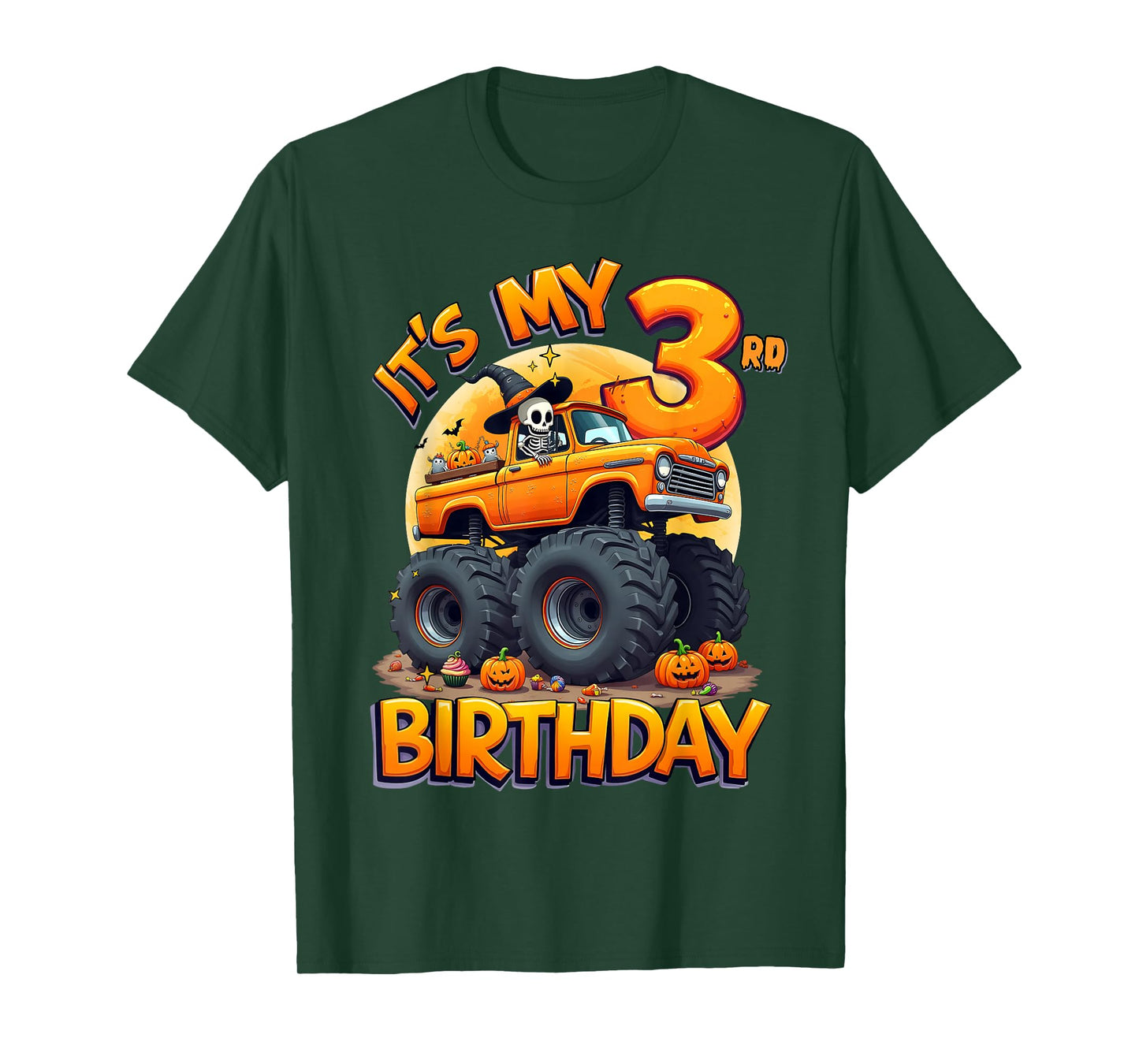 Kids It's My 3rd Birthday Boy Halloween Monster Truck T-Shirt