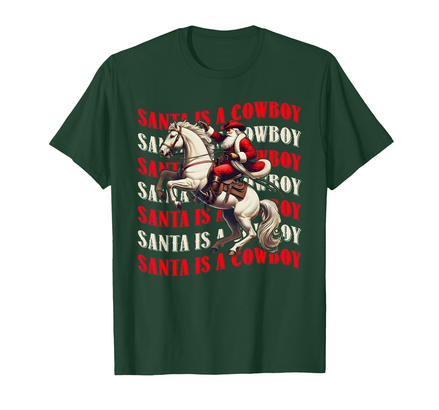 Santa is A Cowboy Xmas Western Christmas Ride Horse Texas T-Shirt