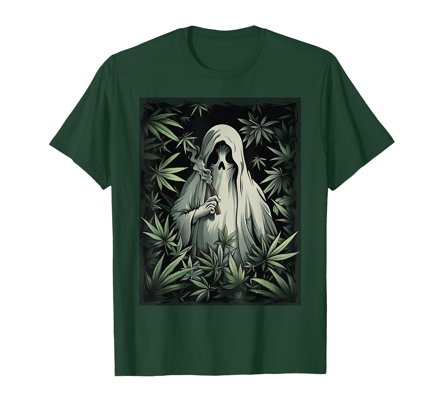 Halloween Ghost Smoking Weed 420 Stoner Cannabis Marijuana T-Shirt