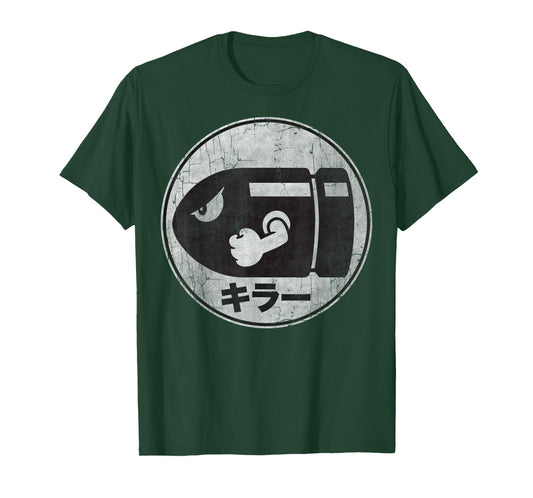 Super Mario Bullet Bill Distressed Kanji Logo T-Shirt