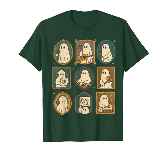 Music Teacher Orchestra Spooky Halloween Ghost Band T-Shirt
