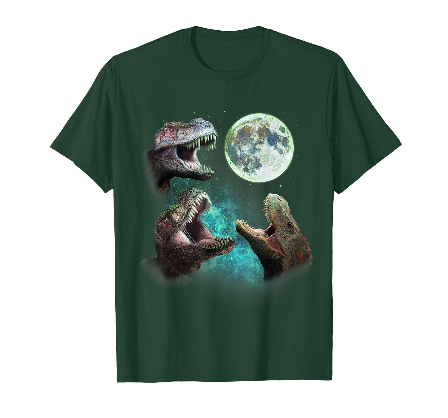 Three T-Rex Dinosaurs Howl At Moon 3 Wolves Parody T-Shirt