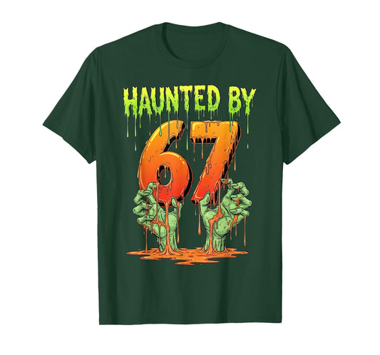 Haunted by 67 Funny Halloween Spooky Season Pumpkin Ghost T-Shirt