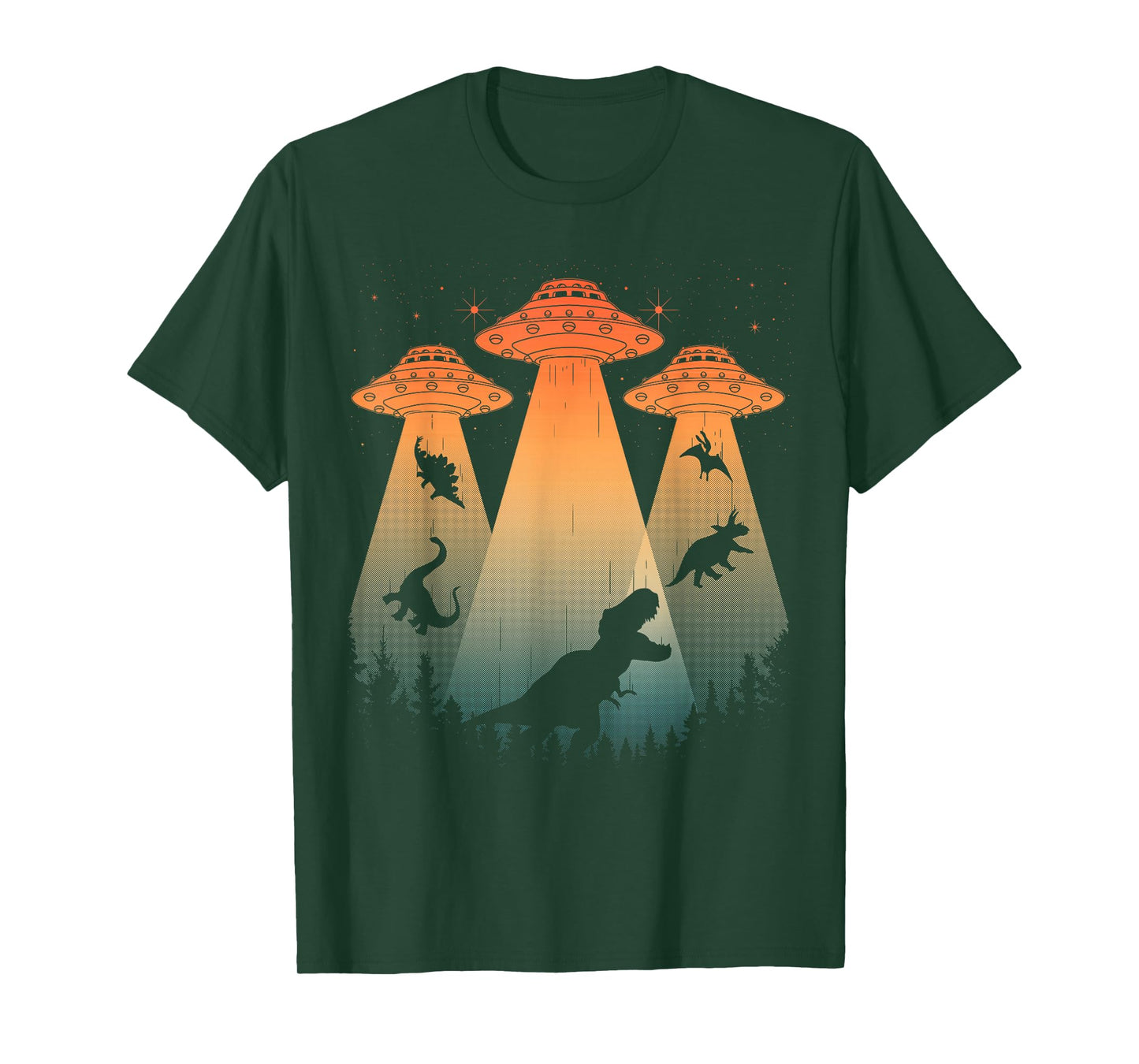 Cool Dinosaur Art For Men Women UFO Alien Abduction Dinosaur T-Shirt