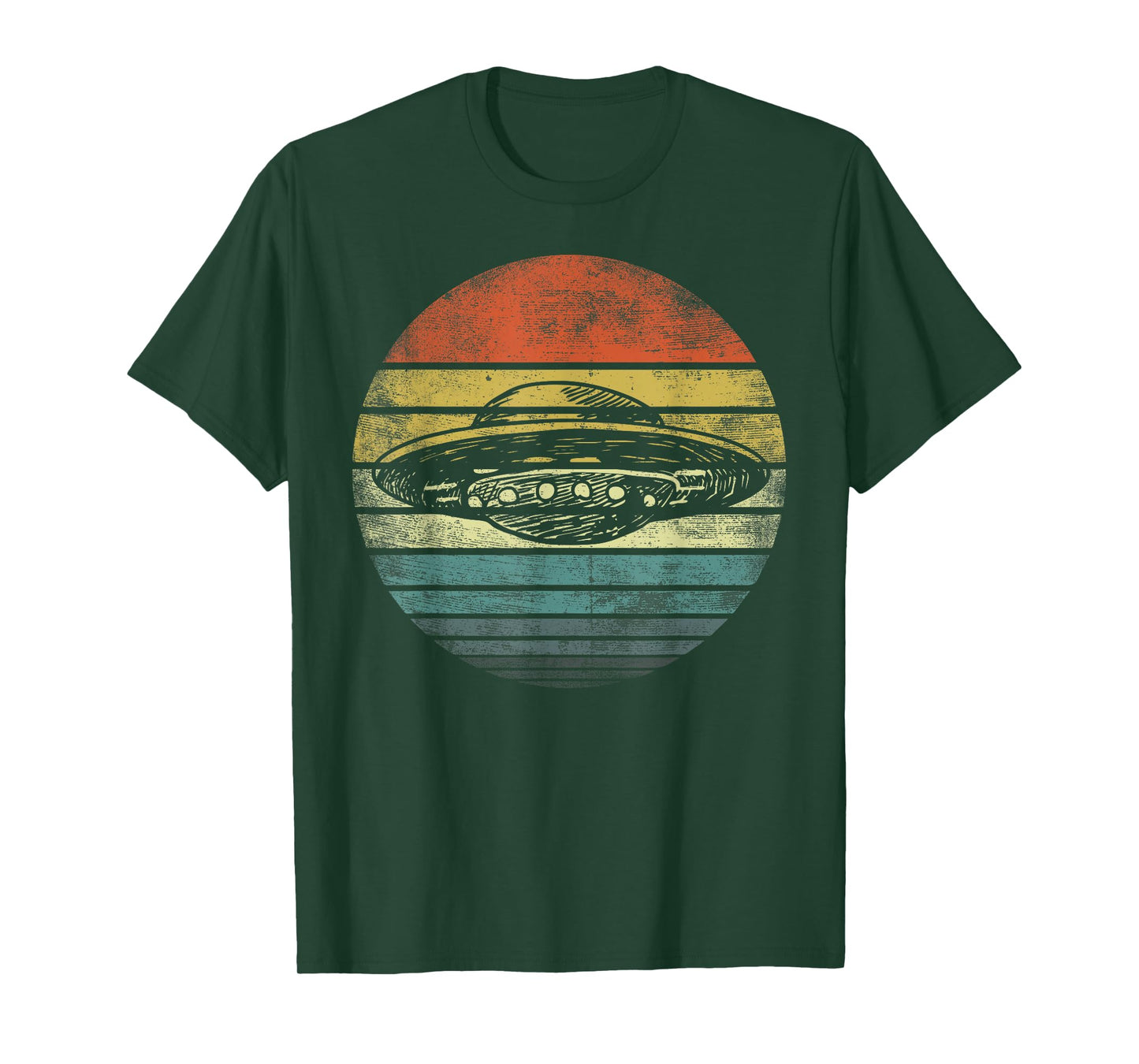 UFO Gifts Retro Sunset Funny Alien UFO Hunter Silhouette T-Shirt