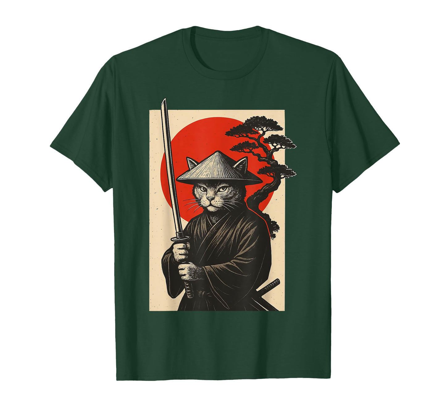 Cat Samurai Japanese Sword Anime Cat T-Shirt