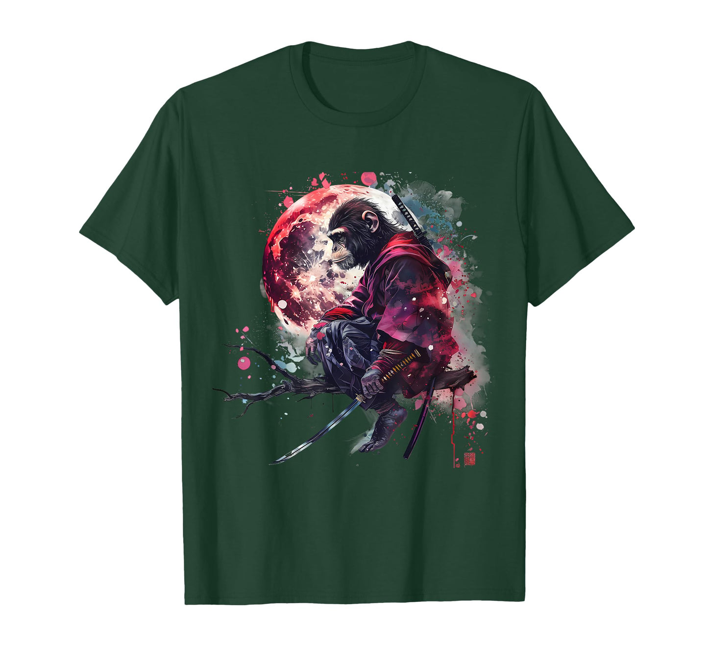 Samurai Monkey Japanese Ninja Monkey Anime Japanese Warrior T-Shirt