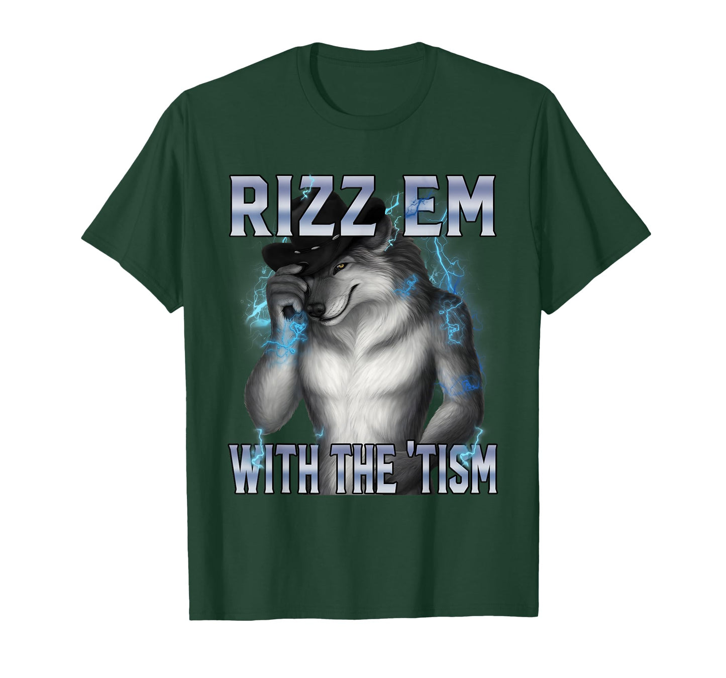 Funny Alpha Wolf Rizz'em With The Tism 90s Unhinged Werewolf T-Shirt