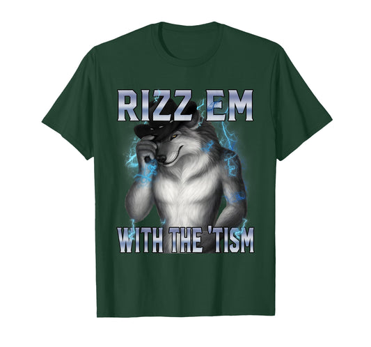 Funny Alpha Wolf Rizz'em With The Tism 90s Unhinged Werewolf T-Shirt